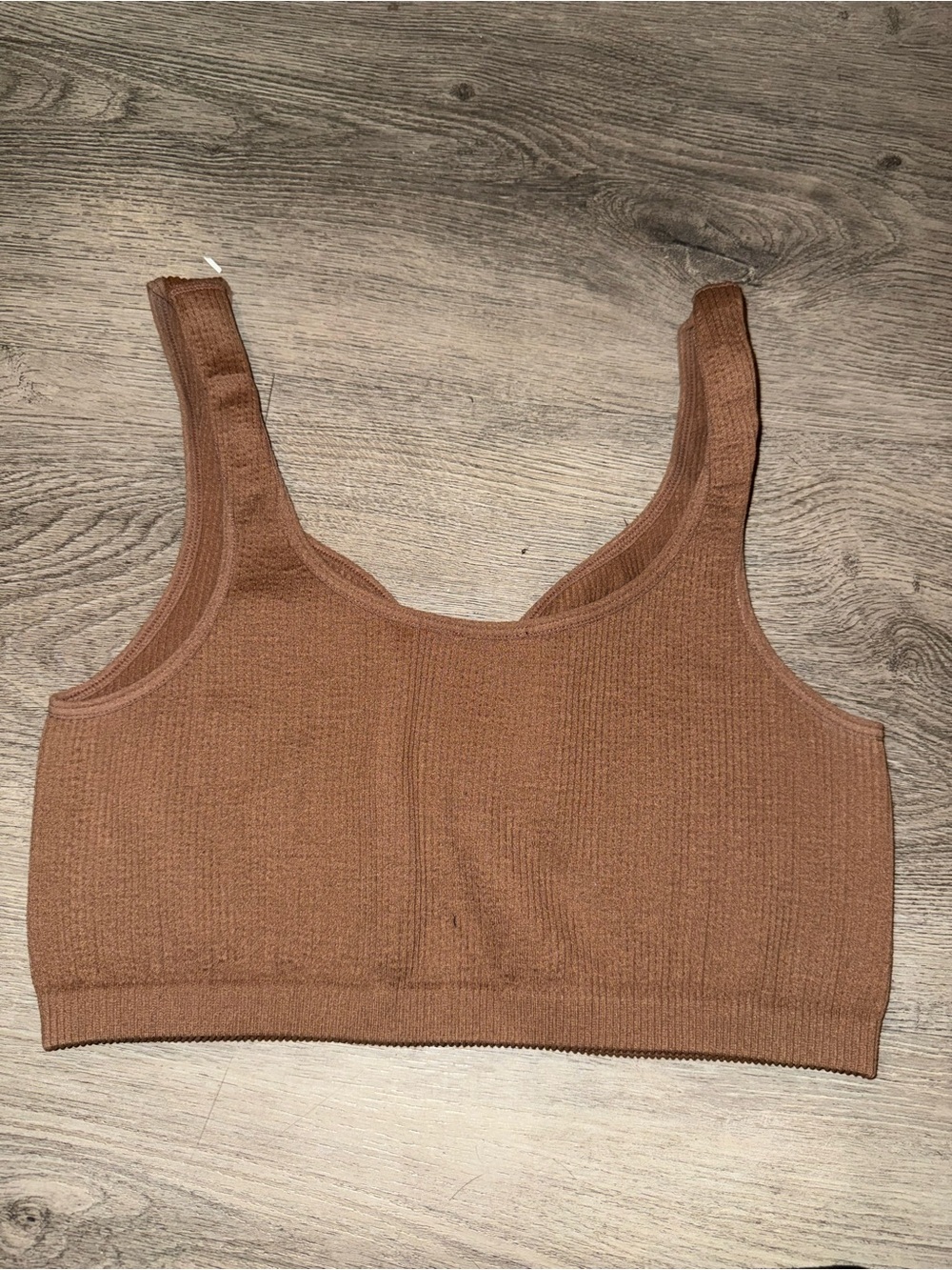 Cotton On Ribbed Crop Tank Top in Warm Brown - Picture 2 of 3